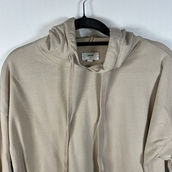 Aerie Oversized Hoodie Sweatshirt Tan Wide Drawstring Relaxed Fit Comfy Size S - Picture 3 of 8